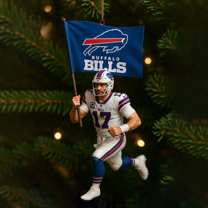 🏈Buffalo Bills Josh Allen Flag Run Ornament